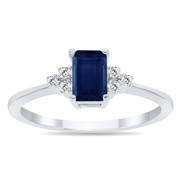 Sapphire and Diamond Regal Ring in 10K White Gold- PRR50396SP