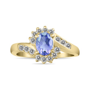 Tanzanite and Diamond Royal Flower Twist Ring in 14K Yellow Gold- PRR50683TZ