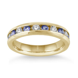 Tanzanite and Diamond Band in 14k Yellow Gold- PRR50687TZ