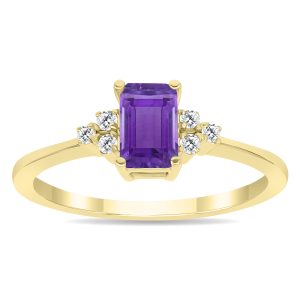 Amethyst and Diamond Regal Ring in 10K Yellow Gold- PRR60996AM
