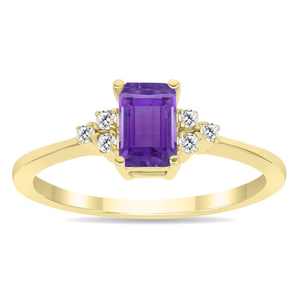 Amethyst and Diamond Regal Ring in 10K Yellow Gold- PRR60996AM