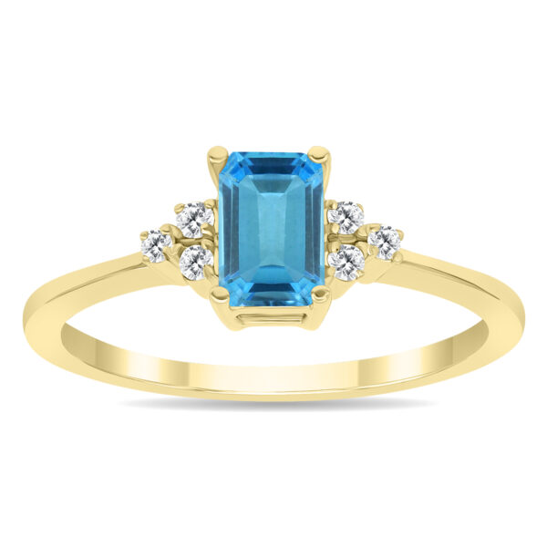 Blue Topaz and Diamond Regal Ring in 10K Yellow Gold- PRR60996BT