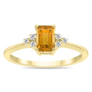 Citrine and Diamond Regal Ring in 10K Yellow Gold- PRR60996CT