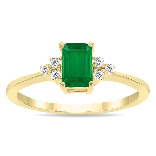 Emerald and Diamond Regal Ring in 10K Yellow Gold- PRR60996EM