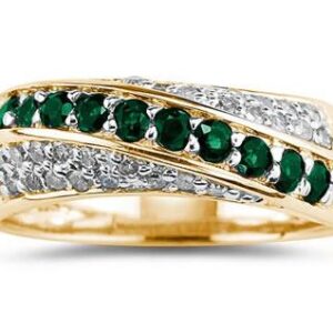 Emerald and Diamond Ring 10k Yellow Gold- PRR8143EM