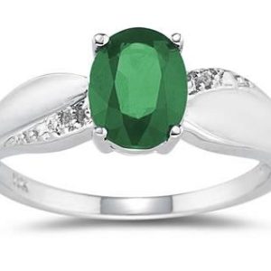Emerald and Diamond Ring 10k White Gold- PRR8194EM