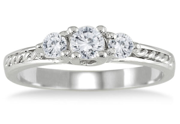 1/2 Carat TW Three Stone Diamond Ring in 10K White Gold- RGF12361