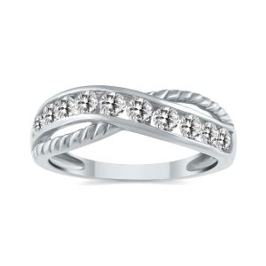 1/2 Carat TW 9 Stone Natural Diamond Infinity Ring in 10K White Gold- RGF12450