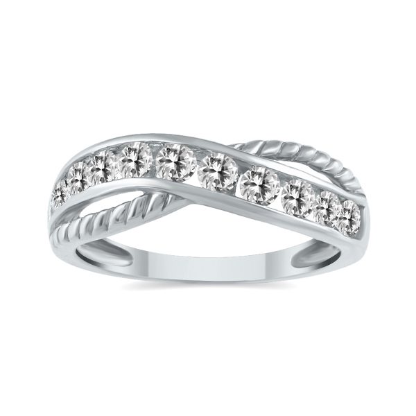 1/2 Carat TW 9 Stone Natural Diamond Infinity Ring in 10K White Gold- RGF12450