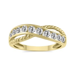 1/2 Carat TW 9 Stone Natural Diamond Infinity Ring in 10K Yellow Gold- RGF12451