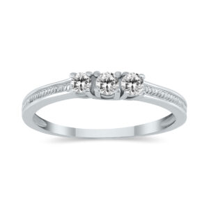 1/4 Carat TW Diamond Three stone Ring in 10K White Gold- RGF12452