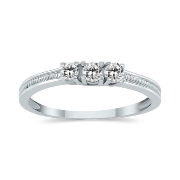 1/4 Carat TW Diamond Three stone Ring in 10K White Gold- RGF12452