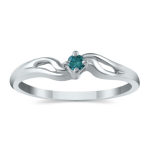 .05 Carat TW Blue Diamond Promise ring in 10K White Gold- RGF12470BE