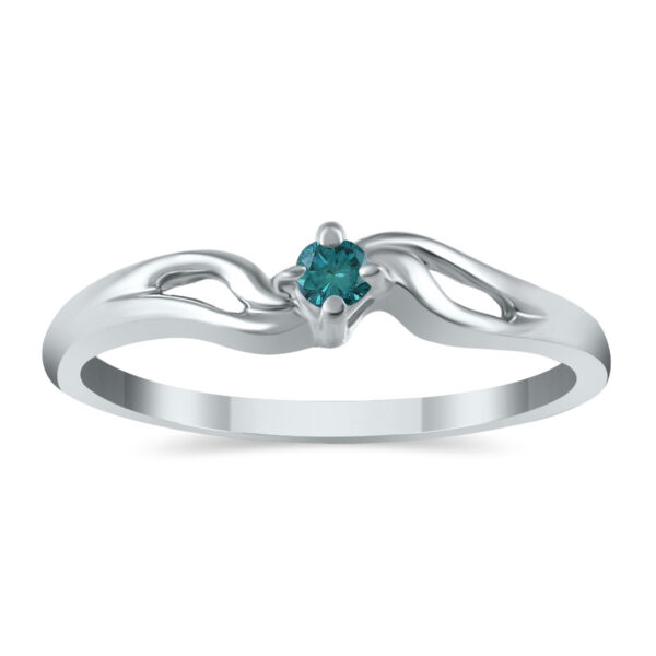 .05 Carat TW Blue Diamond Promise ring in 10K White Gold- RGF12470BE