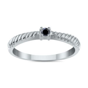 .05 Carat Black Diamond Rope Promise Ring in 10K White Gold- RGF12473BK