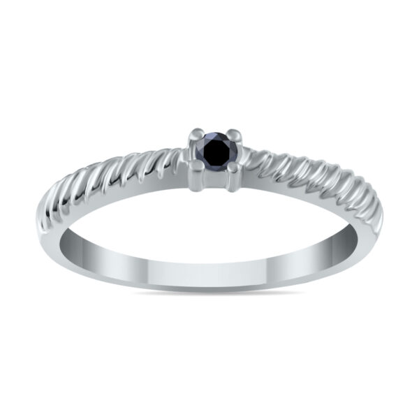 .05 Carat Black Diamond Rope Promise Ring in 10K White Gold- RGF12473BK