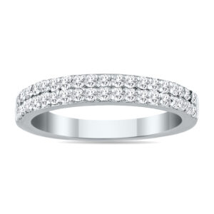 3/8 Carat TW Double Row Diamond Wedding Band in 10K White Gold- RGF12521