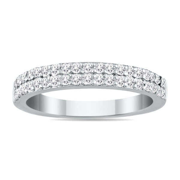 3/8 Carat TW Double Row Diamond Wedding Band in 10K White Gold- RGF12521