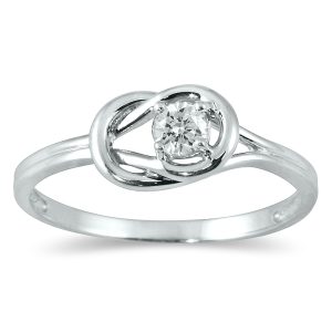1/6 Carat Diamond Love Knot Solitaire Ring in 10K White Gold- RGF12583