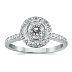 3/4 Carat TW Diamond Halo Ring in 14K White Gold- RGF12689