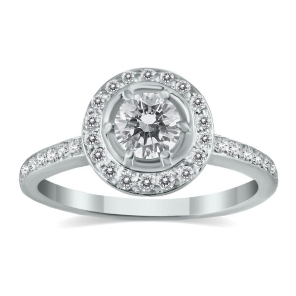 3/4 Carat TW Diamond Halo Ring in 14K White Gold- RGF12689
