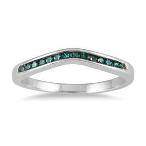 1/10 Carat Channel Set Curved Blue Diamond Band in 10K White Gold- RGF12997BE