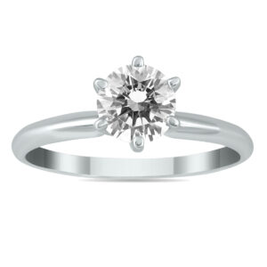 AGS Certified 1 Carat Diamond Solitaire Ring in 14K White Gold (I-J Color, I2-I3 Clarity)- RGF50304AGS1