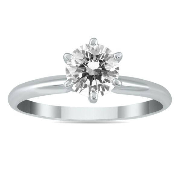 AGS Certified 1 Carat Diamond Solitaire Ring in 14K White Gold (I-J Color, I2-I3 Clarity)- RGF50304AGS1