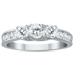 1 Carat TW Diamond Three Stone Ring in 10K White Gold- RGF50307D