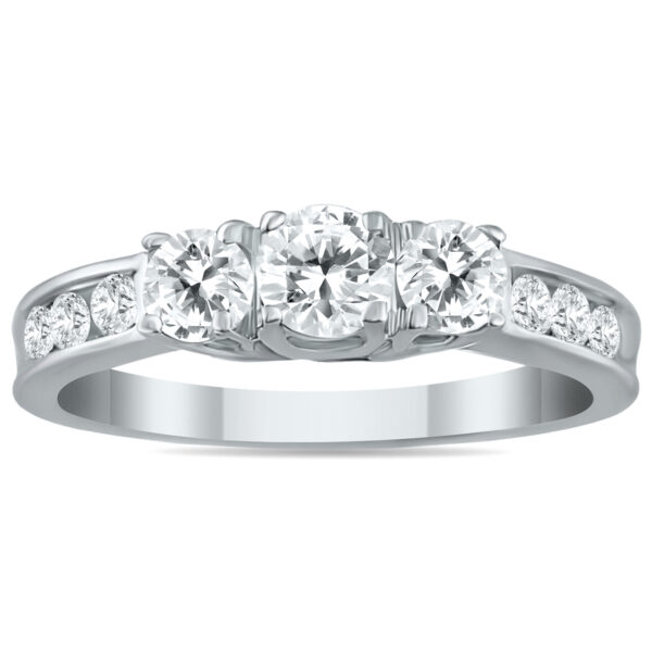 1 Carat TW Diamond Three Stone Ring in 10K White Gold- RGF50307D