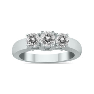 AGS Certified 1 Carat TW Three Stone Diamond Ring in 10K White Gold- RGF50322
