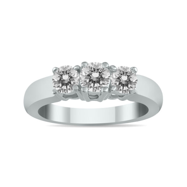 AGS Certified 1 Carat TW Three Stone Diamond Ring in 10K White Gold- RGF50322