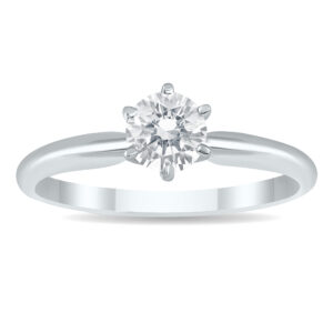 1/2 Carat Diamond Solitaire Ring in 14K White Gold- RGF50418D