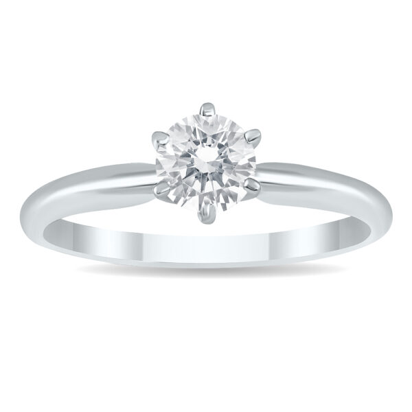 1/2 Carat Diamond Solitaire Ring in 14K White Gold- RGF50418D