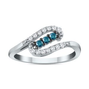 1/3 Carat TW Blue and White Diamond Swirl Ring in 10K White Gold- RGF50431BE