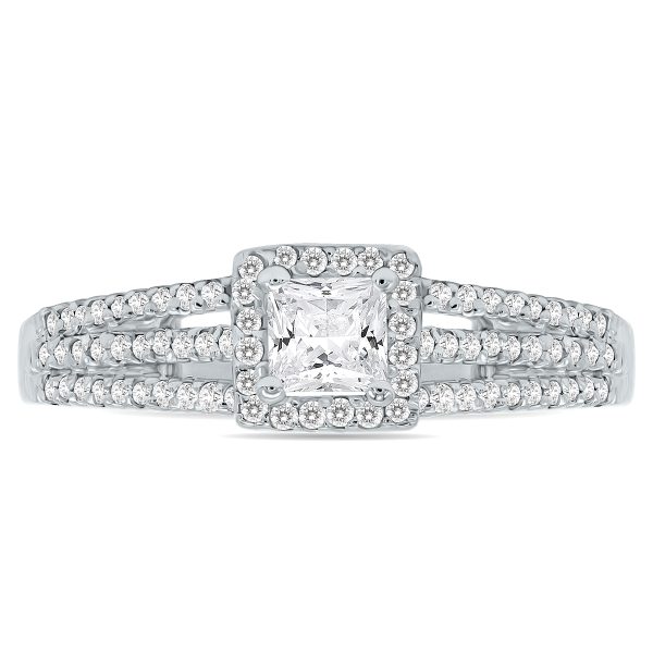 5/8 Carat TW Halo Princess Cut Diamond Ring in 10K White Gold- RGF50469