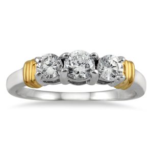 1 Carat TW Three Stone Diamond Ring in Two Tone 14K White Gold- RGF50582