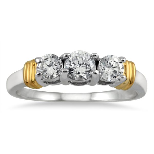 1 Carat TW Three Stone Diamond Ring in Two Tone 14K White Gold- RGF50582