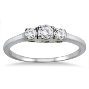 1/4 Carat TW Three Stone Diamond Ring in 10K White Gold- RGF50584