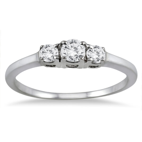 1/4 Carat TW Three Stone Diamond Ring in 10K White Gold- RGF50584