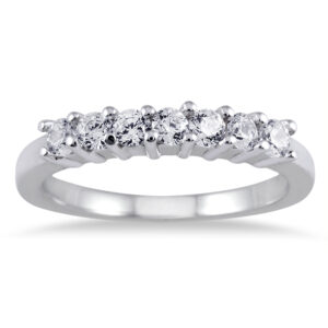 1/2 Carat TW Seven Stone Diamond Wedding Band in 10K White Gold- RGF50588