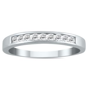AGS Certified 1/4 Carat TW Channel Set Diamond Band in 10K White Gold (K-L Color, I2-I3 Clarity)- RGF50655