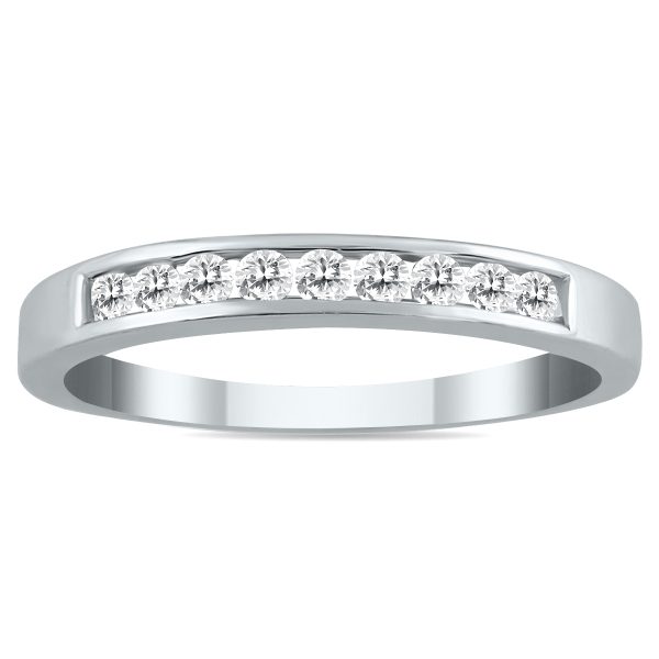 AGS Certified 1/4 Carat TW Channel Set Diamond Band in 10K White Gold (K-L Color, I2-I3 Clarity)- RGF50655