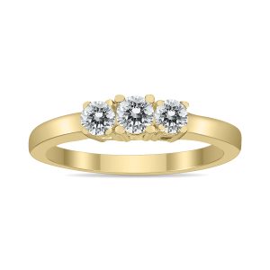 AGS Certified 1/2 Carat TW Three Stone Diamond Ring in 10K Yellow Gold- RGF50665