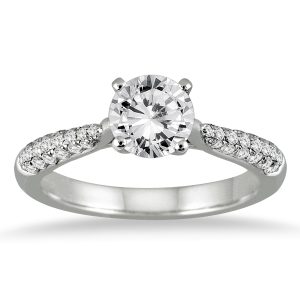 AGS Certified 1 Carat TW Pave Diamond Ring in 14K White Gold (I-J Color, I2-I3 Clarity)- RGF50935AGS1