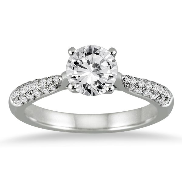AGS Certified 1 Carat TW Pave Diamond Ring in 14K White Gold (I-J Color, I2-I3 Clarity)- RGF50935AGS1