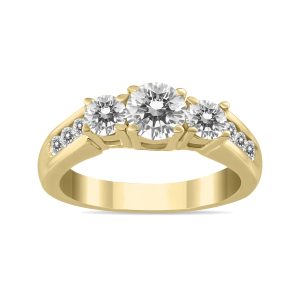 1 1/2 Carat TW Diamond Three Stone Ring in 10K Yellow Gold- RGF51077D