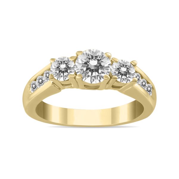 1 1/2 Carat TW Diamond Three Stone Ring in 10K Yellow Gold- RGF51077D