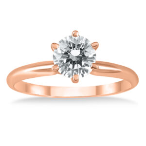 AGS Certified 1 Carat Diamond Solitaire Ring in 14K Rose Gold (H-I Color, I1-I2 Clarity)- RGF51200AGS2