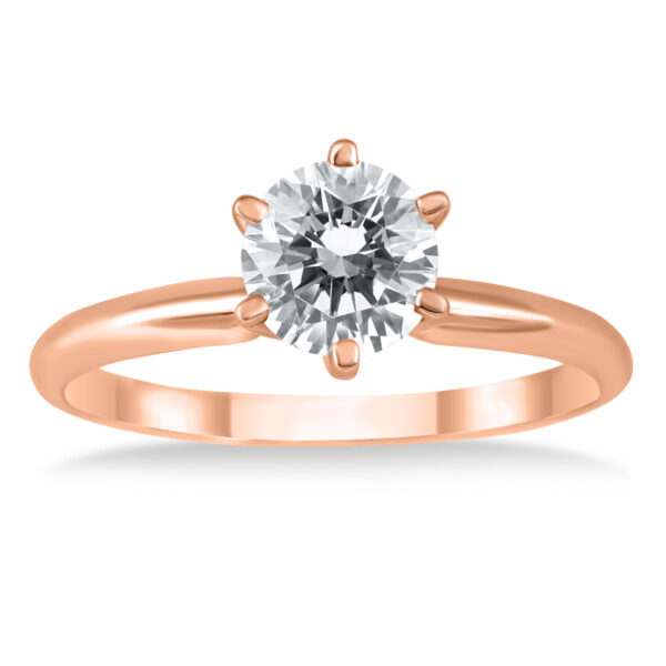 AGS Certified 1 Carat Diamond Solitaire Ring in 14K Rose Gold (H-I Color, I1-I2 Clarity)- RGF51200AGS2